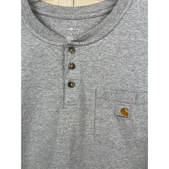 Carhartt Henley Pocket Men's Size 2XL Heavyweight T-Shirt Gray Short Sleeves - Picture 3 of 5